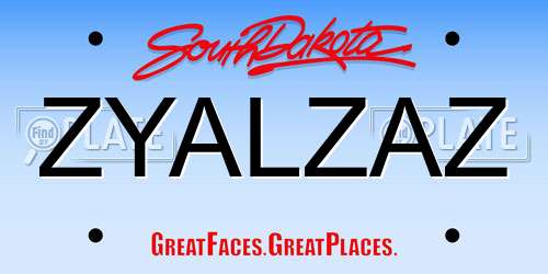 ZYALZAZ South Dakota License Plate