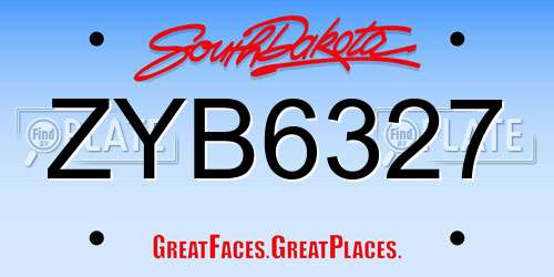 ZYB6327 South Dakota License Plate