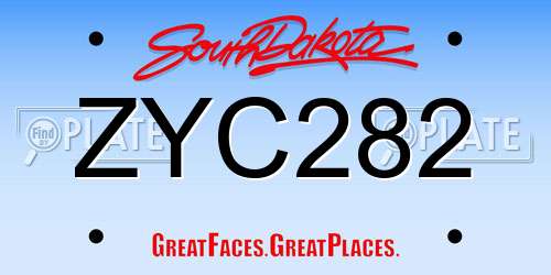 ZYC282 South Dakota License Plate