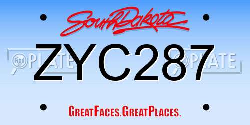 ZYC287 South Dakota License Plate