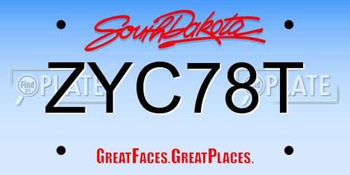 ZYC78T South Dakota License Plate