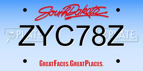 ZYC78Z South Dakota License Plate