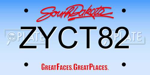ZYCT82 South Dakota License Plate