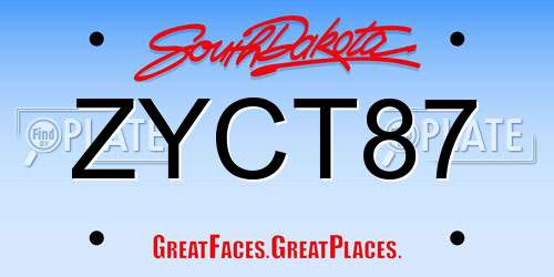 ZYCT87 South Dakota License Plate