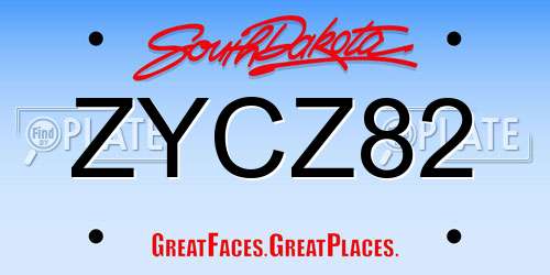 ZYCZ82 South Dakota License Plate