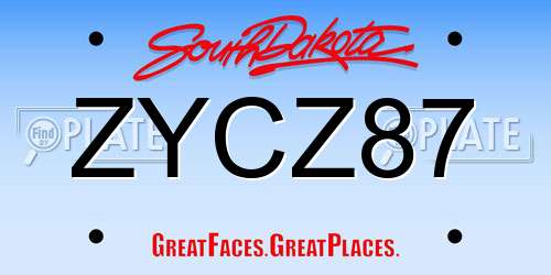 ZYCZ87 South Dakota License Plate