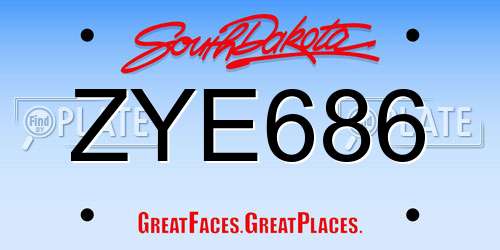 ZYE686 South Dakota License Plate