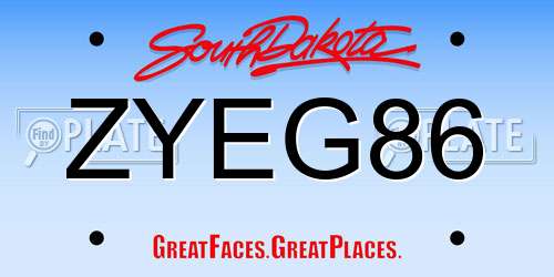 ZYEG86 South Dakota License Plate