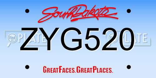 ZYG520 South Dakota License Plate