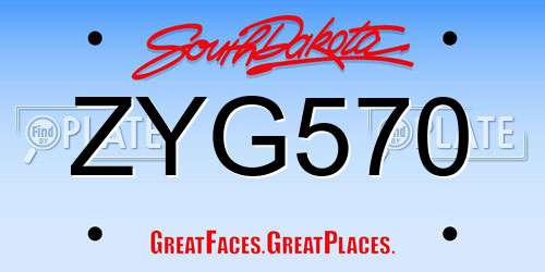 ZYG570 South Dakota License Plate