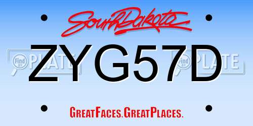 ZYG57D South Dakota License Plate