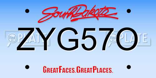 ZYG57O South Dakota License Plate