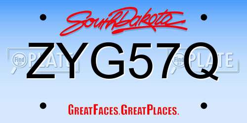 ZYG57Q South Dakota License Plate