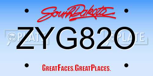 ZYG82O South Dakota License Plate
