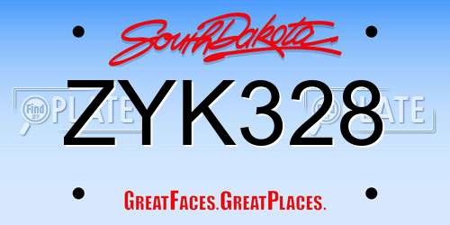 ZYK328 South Dakota License Plate