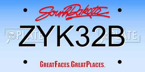 ZYK32B South Dakota License Plate