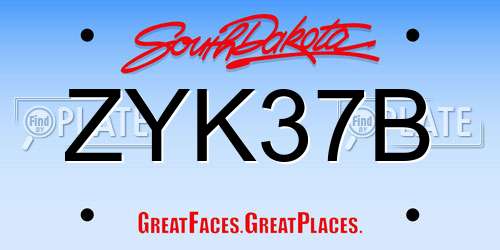 ZYK37B South Dakota License Plate