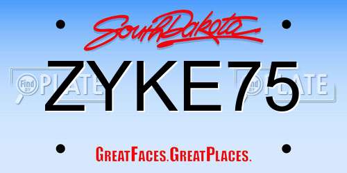 ZYKE75 South Dakota License Plate