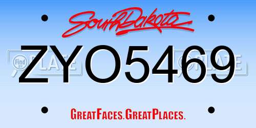 ZYO5469 South Dakota License Plate