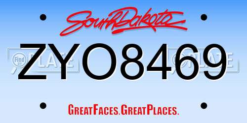 ZYO8469 South Dakota License Plate