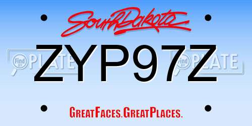 ZYP97Z South Dakota License Plate