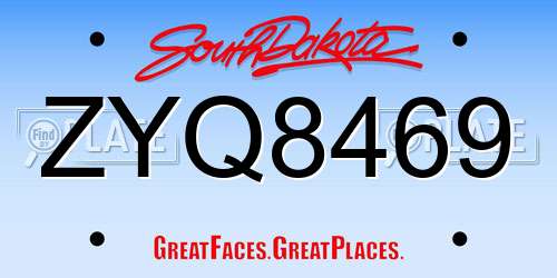 ZYQ8469 South Dakota License Plate