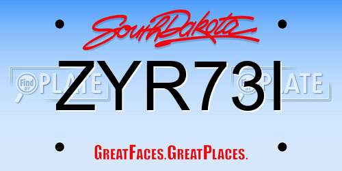 ZYR73I South Dakota License Plate