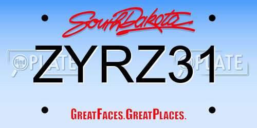 ZYRZ31 South Dakota License Plate