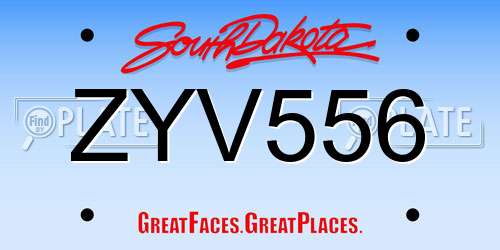 ZYV556 South Dakota License Plate