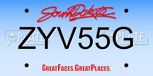 ZYV55G South Dakota License Plate