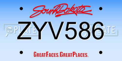 ZYV586 South Dakota License Plate