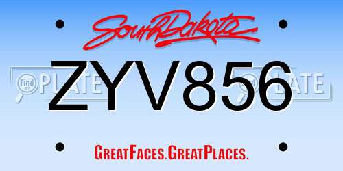 ZYV856 South Dakota License Plate