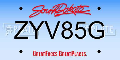 ZYV85G South Dakota License Plate