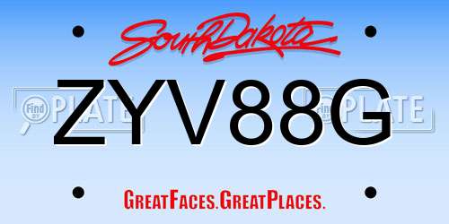 ZYV88G South Dakota License Plate