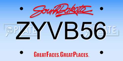 ZYVB56 South Dakota License Plate