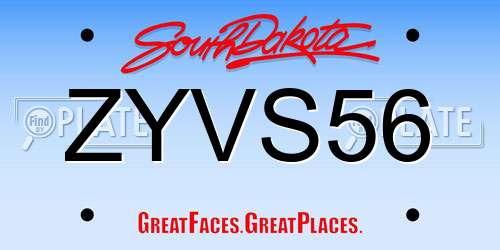 ZYVS56 South Dakota License Plate