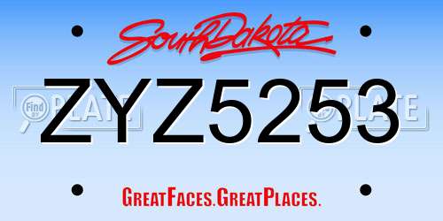 ZYZ5253 South Dakota License Plate