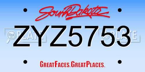 ZYZ5753 South Dakota License Plate