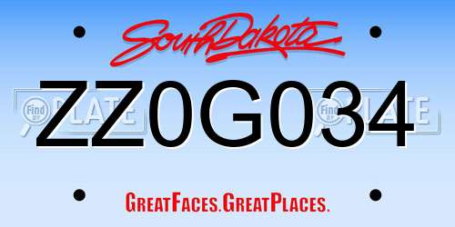 ZZ0G034 South Dakota License Plate