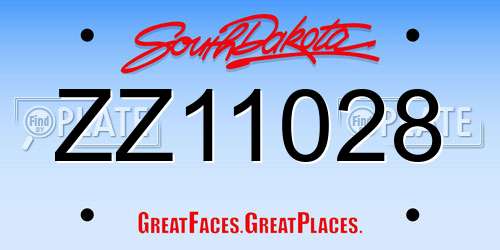 ZZ11028 South Dakota License Plate
