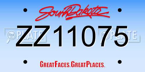 ZZ11075 South Dakota License Plate