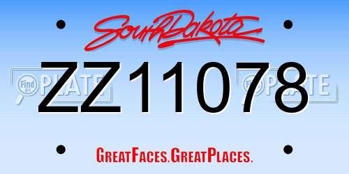 ZZ11078 South Dakota License Plate