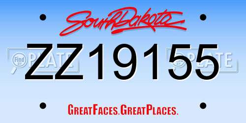 ZZ19155 South Dakota License Plate