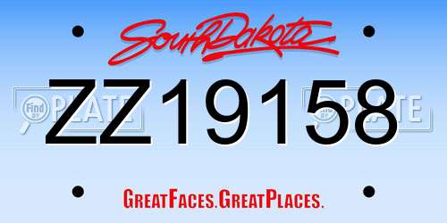 ZZ19158 South Dakota License Plate