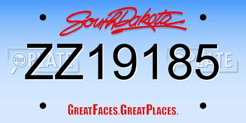 ZZ19185 South Dakota License Plate