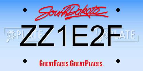 ZZ1E2F South Dakota License Plate
