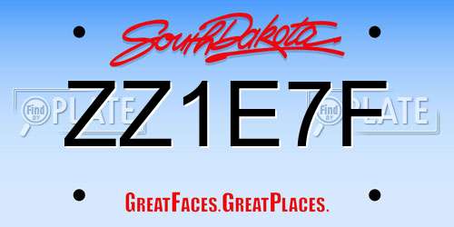 ZZ1E7F South Dakota License Plate