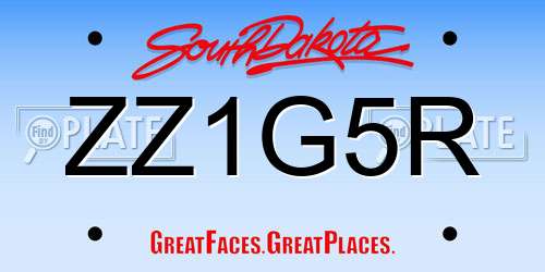 ZZ1G5R South Dakota License Plate