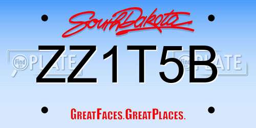 ZZ1T5B South Dakota License Plate
