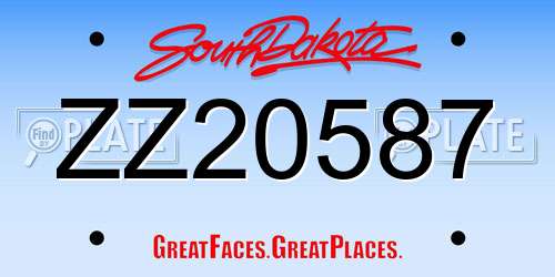ZZ20587 South Dakota License Plate